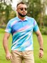 Ombre Button Short Sleeve Polo Shirt