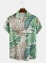Casual Style Culture Series Japanese Culture  Leaf Element Pattern Lapel Short-Sleeved Printed Shirt Top