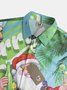 Men's Beach Santa Print Casual Breathable Hawaiian Short Sleeve Shirt