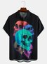 Men's Halloween Skull Print Fashion Lapel Short Sleeve Hawaiian Shirt