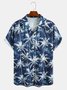 Men's Hawaiian Print Lapel Loose Chest Pocket Coconut Tree Short Sleeve Fashion Aloha Shirt