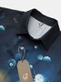 New Year Wine Glass Chest Pocket Short Sleeve Casual Shirt