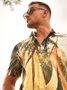 Mens Hawaiian Coconut Tree Print Short Sleeve Shirt Lapel Loose Chest Pockets Aloha Shirt