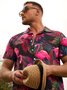 Mens Botanical Flamingo Print Casual Short Sleeve Shirt Hawaiian Funky Colorful Top