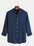 Men's Cotton Linen Stand Collar Long Sleeve Shirt