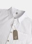 Men's Cotton Linen Style Pocket Long Sleeve Shirt