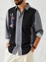 Men's Hawaiian Art Geometric Print Casual Breathable Long Sleeve Pocket Shirt