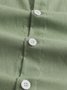 Mens Cotton Linen Stand Collar Short Sleeve Shirt