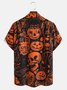Mens Halloween Print Anti-Wrinkle Moisture Wicking Short Sleeve Shirt Hawaiian Lapel Top