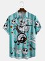 Mens Halloween Print Front Buttons Soft Breathable Chest Pocket Casual Hawaiian Shirts