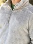 Gray Polar Fleece Casual Zipper Sweatshirt Pullover