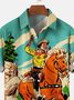 Mens Retro Cowboy Pocket Equestrian Short Sleeve Shirt Casual Loose Comfortable Shirt