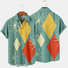 Hawaiian Retro Geometric Abstract Elements Men's Casual Short-sleeved Shirt