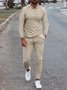 Casual Sports Solid Polo&Pants Two Piece Sets