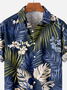Mens Tropical Leaves Print Casual Breathable Chest Pocket Short Sleeve Hawaiian Shirts