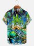Mens Hippie Cannabis Leaf Print Casual Breathable Chest Pocket Short Sleeve Hawaiian Shirts