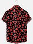 Mens St Valentine's day Love Heart Print Casual Breathable Short Sleeve Hawaiian Shirt