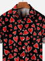 Mens St Valentine's day Love Heart Print Casual Breathable Short Sleeve Hawaiian Shirt