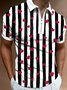 Valentine's Day Love Striped Cotton Blend Short Sleeve Polo Shirt