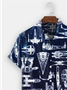 Mens Aerospace Machine Print Casual Short Sleeve Shirt Hawaiian Top