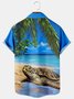 Mens Turtle Print Casual Breathable Hawaiian Short Sleeve Shirt