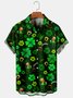 Holiday Leisure St. Patrick's Day Element Characters And Gold Coin Pattern Hawaiian Style Printed Shirt Top