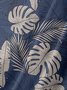 Mens Palm Leaves & Monstera Ceriman Leaves Print Casual Breathable Chest Pocket Short Sleeve Hawaiian Shirts