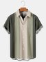 Mens Bowling Color-block Striped Casual Short Sleeve Shirt