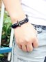 Men's Leather Cord Cross Bracelet