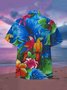 Mens Fancy Hawaiian Floral Parrots Print Casual Short Sleeve Aloha Shirt