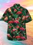 Men's Flamingo Print Casual Breathable Hawaiian Short Sleeve Shirt