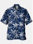 Mens Hawaiian Coconut Tree Print Short Sleeve Shirt Lapel Loose Chest Pocket Shirt