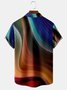 Abstract Gradient Graphic Short Sleeve Casual Chest Pocket Men's Shirt