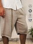 Mens Cotton Linen Hawaiian Casual Shorts