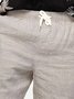Cotton And Linen Plain Casual Shorts