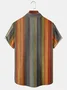 Casual Art Series Gradient Geometric Stripe Element Pattern Lapel Short Sleeve Shirt Print Top