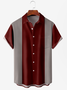 Men's Red Stripe Printed Anti-Wrinkle Moisture Wicking Fabric Lapel Short Sleeve Hawaiian Shirt