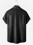 Men's Black Striped Printed Wrinkle Resistant Moisture Wicking Fabric Lapel Short Sleeve Hawaiian Shirt
