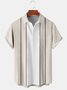 Mens Striped Front Buttons Soft Breathable Chest Pocket Casual Bowling Shirts