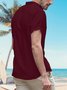 Men's Plain Lapel Cotton Linen Short Sleeve Henley Shirt