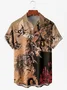 Men's Halloween Print Anti-Wrinkle Moisture Wicking Fabric Fashion Hawaiian Lapel Short Sleeve Shirts