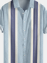 Cotton and linen style geometric abstract print lapel comfort linen shirt