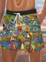 Men's Music Element Graphic Print Casual Vacation Beach Shorts