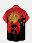 Casual Style Festival Series Gradient Color Halloween Cat Pumpkin Element Pattern Lapel Short-Sleeved Shirt Print Top