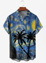 Men's Hawaiian Oil Painting Botanical Print Moisture Wicking Fabric Fashion Lapel Short Sleeve Shirts