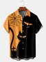 Casual Style Festival Series Halloween Retro Bat Spider Web Cat Element Pattern Lapel Short-Sleeved Shirt Print Top