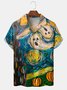 Mens Halloween Art Painting Print Camp Collar Loose Short Sleeve Funky Hawaiian Shirts