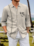 Printed cotton and linen style coconut tree based leisure long-sleeved shirts