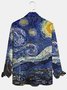 Mens Vincent Van Gogh Starry Night Print Front Buttons Soft Breathable Chest Pocket Casual Shirts