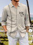 Printed cotton and linen style coconut tree based leisure long-sleeved shirts